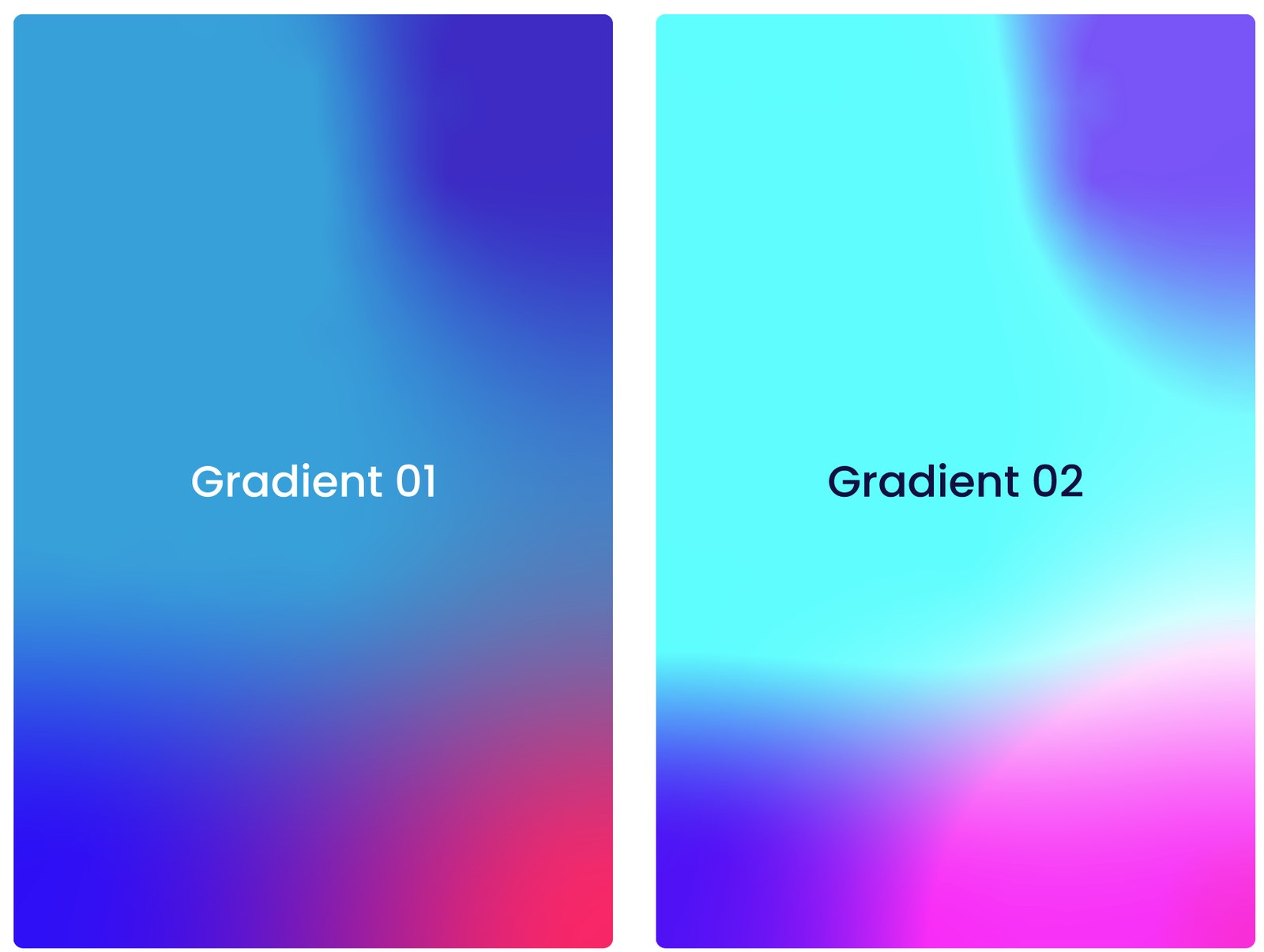 Gradient 01 (blue to magenta) and Gradient 02 (cyan to magenta) swatches